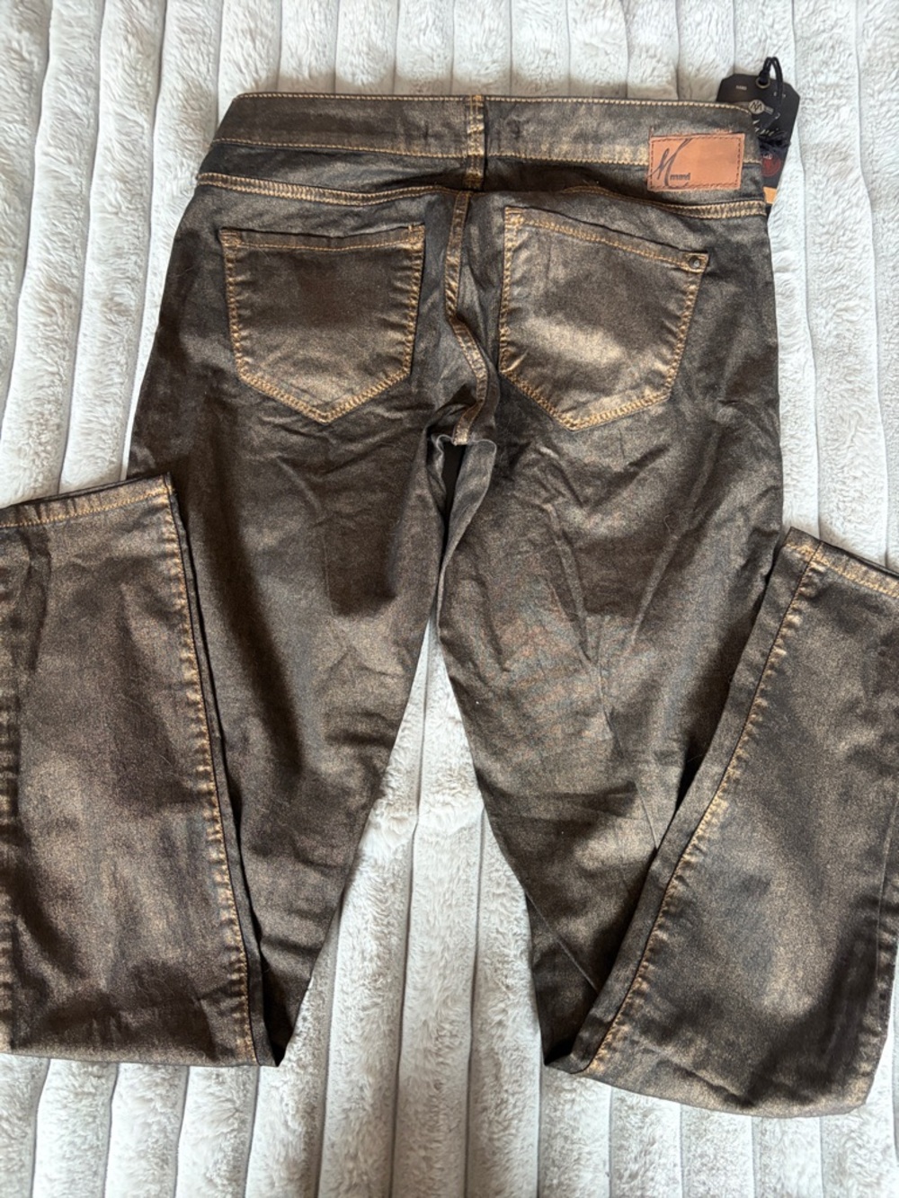 Mavi Metallic Bronze Super Skinny Jeans Low Rise Ladies